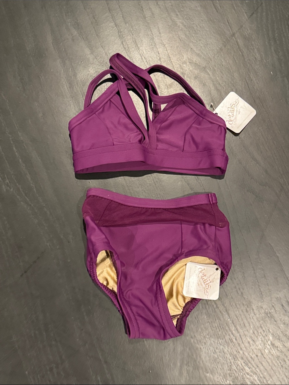 Kids Two-Piece Matching Set in Plum Purple - Details Dancewear